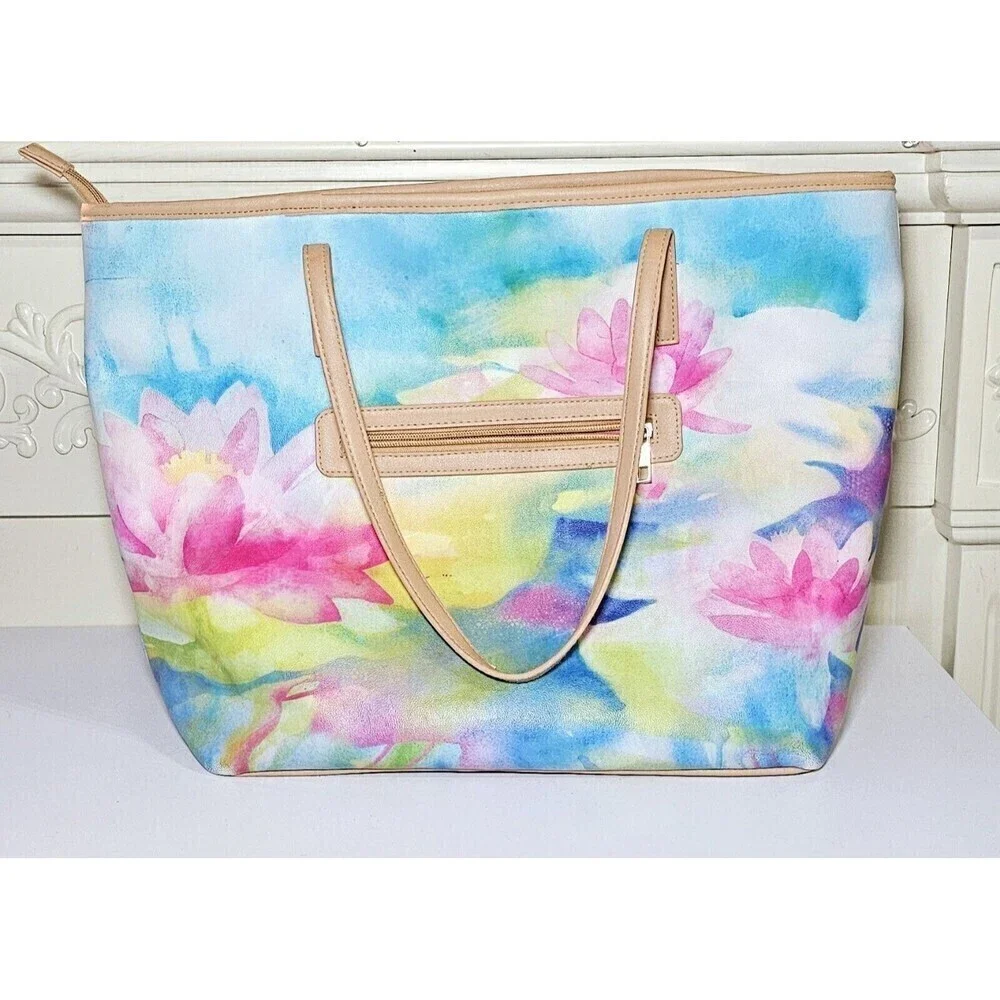 DAWN DAVIS Rare Limited Edition Floral Water Color Art Large Tote Bag